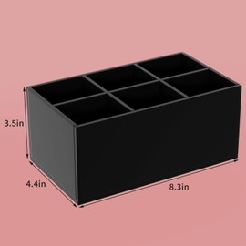 HIIMIEI Organizador de brochas de maquillaje negro de acrílico, 6 ranuras, organizador de almacenamiento para encimeras de tocador