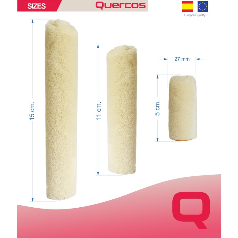 2 x Quercos Velour Paint Rollers, 15 cm, 100% Sheep's