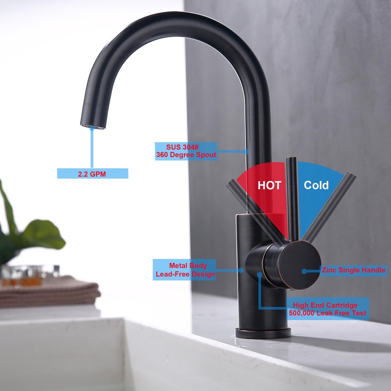 Oil Rubbed Bronze Bar Faucet Single Hole, WiPPhs ORB Wet