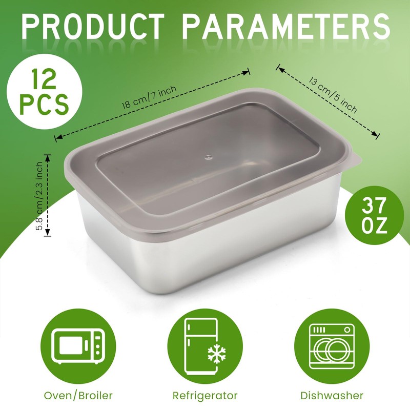 Blushtier 12 Pcs Stainless Steel Food Storage Containers with Lids,