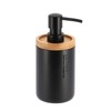 Sleek Matte Black Soap Dispenser with Natural Bamboo Detail -