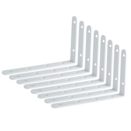 Mooche 8PCS White Shelf Brackets 150mm, Metal L Bracket for Shelves, Wall Mounted Shelf Supports Brace Heavy Duty for Living Room Kitchen Office