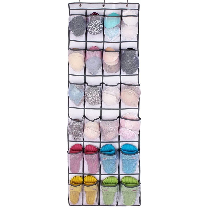 AMOS 24 Pair Mesh Pockets Over the Door Shoe Organiser