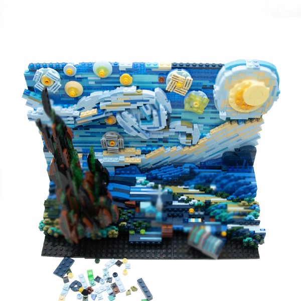 The Starry Night Toy Building Sets,DIY Building Blocks Van Gogh