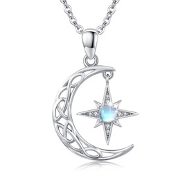 REDSUN Sun Chain 925 Sterling Silver Opal/Moonstone Sun Necklace Gold Pendant Sun Gold-Plated Jewellery for Women Girls Gifts, Sterling Silver