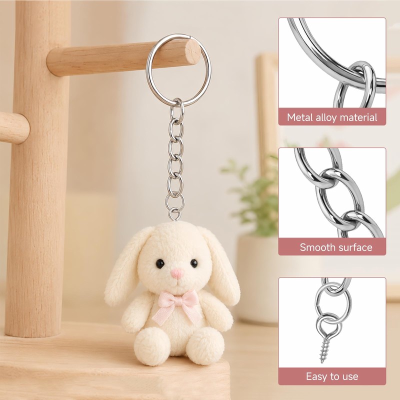 100 Pcs 25mm Keychain Rings and Keyring Chains & 100