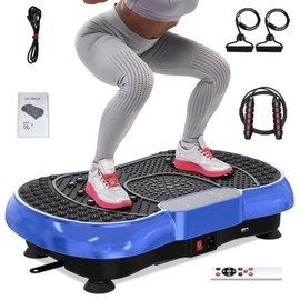 Vibration Plate Exercise Machine for Weight Loss – 100-Speed Platform with Bluetooth Speaker, Remote & Bands, 450 lbs Capacity – Quiet Full Body Workout for Lymphatic Drainage at Home (Sky Blue)