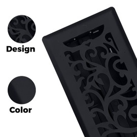 5 Pcs, Sierra Grates Precision Flow 4"x10" Steel Floor Register - Floral Design, Cast Iron Black Finish - Premium Home Vent Covers, Durable & Decorative - Fits 4"x10" Duct Openings, Easy Installation