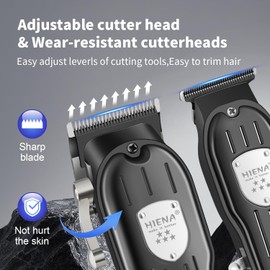 HIENA PRO Professional Hair Clippers for Men Rechargeable Barber Clippers & Trimmers Set, Cordless Hair Clippers Kit with LCD Display, Gifts for Men