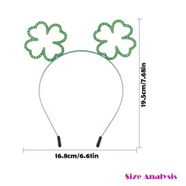 Mimeile St.Patrick’s Day Headband Green Shamrock Hairband Rhinestone Headpiece Irish Clover Party Costume Hair Accessories Gifts