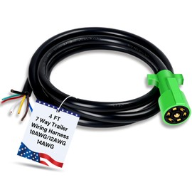 Anayguto Heavy Duty 7 Pin Trailer Plug 4 FT with PVC Jacketed 7 Way Trailer Plug Pure Copper 7 Pin Trailer Wiring Harness with Color Coded 7 Pin Trailer Connector Round Male 7 Pin Trailer Extension