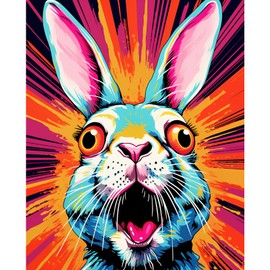 Tucocoo Easter Bunny Paint by Numbers for Kits,Abstract Oil Painting Surprised Rabbit Art for Adults Students Paint by Numbers Kits Painting Arts Craft for Home Wall Decor(16X20 inches Frameless)