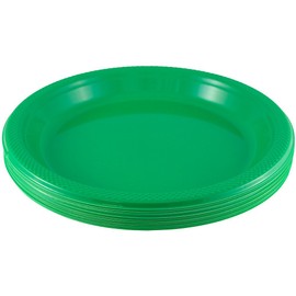 JAM Paper Round Plastic Party Plates - Medium - 9 inch - Green - 20/Pack