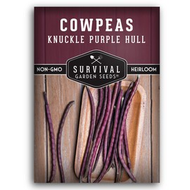 Survival Garden Seeds - Knuckle Purple Hull Cowpeas Seed for Planting - Packet with Instructions to Plant and Grow Delicious & Nutritious Peas in Your Home Vegetable Garden - Non-GMO Heirloom Variety