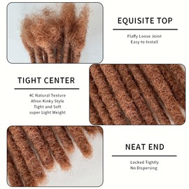 0.6cm #30 Brown 8inch 10 Stands Loc Extensions Human Hair 100% Handmade Permanent Dreadlock Extensions for Man/Women Can Be Dyed and Curled(0.6cm 8inch-10 stands color #30 Brown)