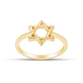 THE JEWEL ZONE Star of David Jewish Magen Hebrew Shield Ring Star Symbol Ring 14k Gold Over Sterling Silver, Gift For Her, 14k Yellow Gold,Gold,Silver,Sterling Silver,Yellow