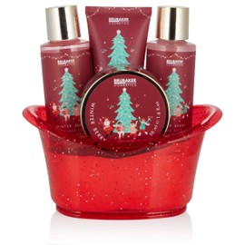 BRUBAKER Cosmetics Bath and Shower Gift Set Winter Berries Fragrance - 5-Piece Care Set in Decorative Bath Christmas - Christmas Set for Men and Women