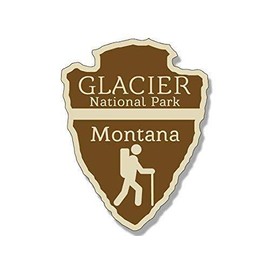 Magnet 3x4 inch Arrowhead Shaped Glacier National Park (rv Hiking Camping) Magnetic Magnet Vinyl Sticker