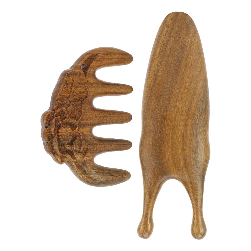 Sandalwood Nose Guasha Massage Tool Five Tooth Scalp Meridians Scraping
