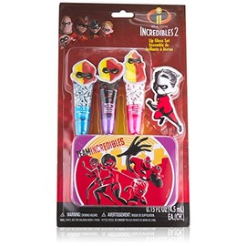 TownleyGirl Girl The Incredibles Sparkly Lip Set For Girls 3 pack with Decorative Tin Red 6"