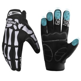 TRIWONDER Cycling Gloves Bike Gloves for Men Women Skeleton Gloves Shock-Absorbing Racing Gloves Full Finger Anti-Slip Mountain Bike Gloves Biking Gloves for Men Women (White Reflective, XL)