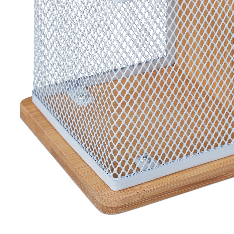 Relaxdays Pen Holder, Bamboo & Metal Mesh, H x W