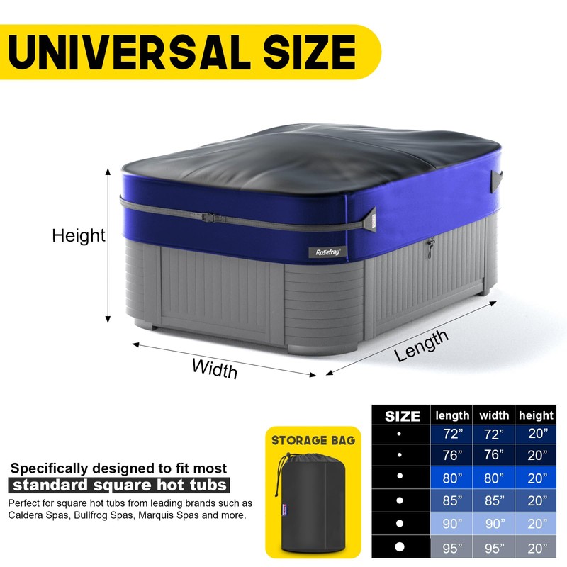 Rosefray Waterproof Square Hot Tub Cover 420D Heavy Duty Outdoor