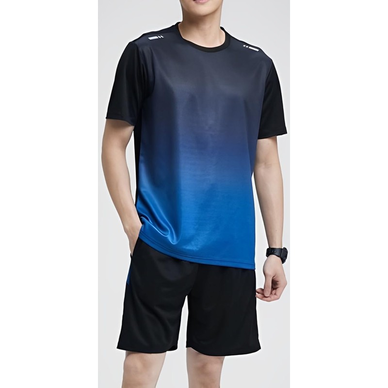 Aspersio Men's Sportswear, Top and Bottom Set, Short Sleeves, Short