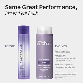 Paul Mitchell Platinum Blonde Champú Violeta, Elimina Tonos Cobrizos + Ilumina, Ideal Para Cabello Rubio Claro a Medio, Plateado, Gris o Blanco,