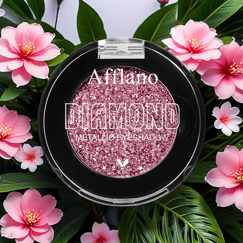 DE'LANCI Pink Glitter Eyeshadow, Pink Shimmer Eyeshadow Highly Pigmented Make-up,High