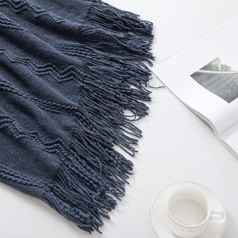 BOURINA Textured Solid Soft Sofa Throw Couch Cover Knitted Decorative