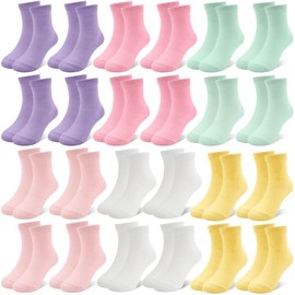 ZERULETS 24 Pairs Kids Socks Boys Girls Socks, Crew Athletic Socks Mid Cut Casual Socks for Kids Toddler Children 1-13 Years（Multicolor-A,1-2 Years)
