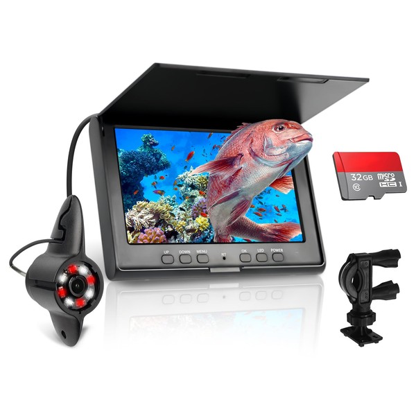 Geloo Portable Underwater Fishing Camera w/DVR, 7 inch HD IPS