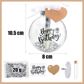 BOFUNX Geburtstag Geldgeschenke Verpackung, Plastik Dekoflasche mit Aufkleber Pailletten Reagenzgläser Geschenkanhänger Satinband, Kinder Erwachsene kreative Geburtstag Geschenke