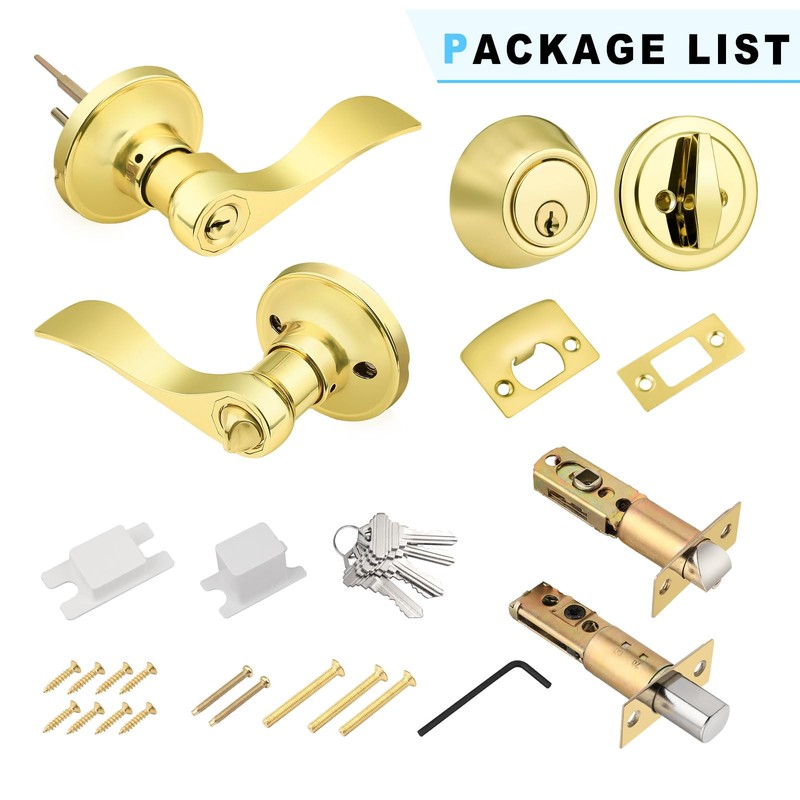 Brotima 3 Pack Keyed Alike Lever Set with Single Cylinder
