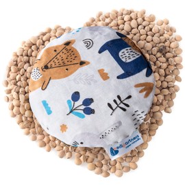 Medi Partners Cherry Stone Pillow Heat Cushion Grain Pillow for Babies 180 g Round 15 cm Eco Natural 100% Cotton Heat + Cold Therapy Massage Therapy (Boho Animals)