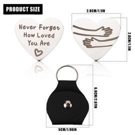 Pocket Heart Hug Token & Leather Keychain, Hug Gift for Girlfriend Boyfriend Little Pocket Hug Keyring Pocket Hug Coin Key Chain for Friends Women Men Gifts Friendship