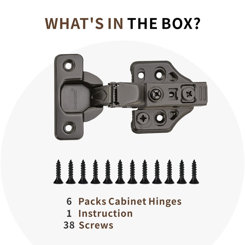 6 Pack Inset Soft Close Cabinet Hinges 105° Frameless 3