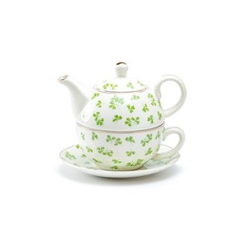 Gracie China Shop Grace Teaware Shamrock Fine Porcelain Tea For One Set, Regular