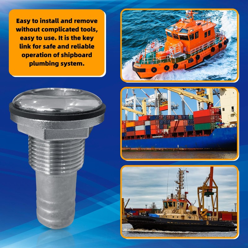 DLBEEM 2Pcs Thru Hull Fittings for Boats, Stainless Steel Barbed
