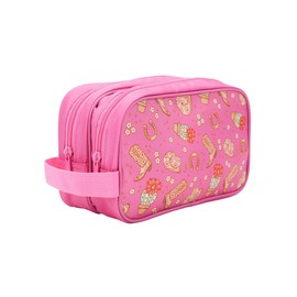Bioworld Western Print Dual Compartment Pink Toiletry Cosmetic Kit