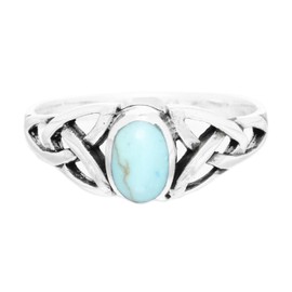 Windalf Delicate Celtic Women's Ring LAYLA 7 mm with Turquoise 925 Sterling Silver, Fabric, Turquoise