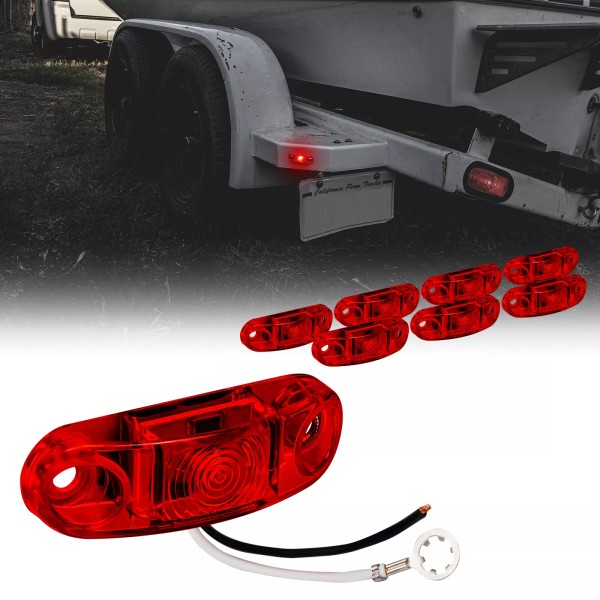 ONLINE LED STORE 8pc 2.5" Red LED Side Marker Light