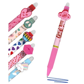 Online MagiXX, 6 x Fun Love & Peace Erasable Gel Pens, Blue, 0.7 mm, Erasable, Surprise for Valentine's Day, Gift Idea for Him and Her