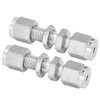 2Pcs Compression Bulkhead 316 Stainless Steel Double Ferrule Fitting Connector