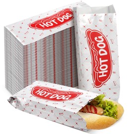 Suwimut 200 Pack Foil Hot Dog Wrappers, 9.5 x 3.5 Inch Grease Resistant Disposable Foil Hotdog Sleeves Paper Burger Bags Pouches for Party, Food Truck, BBQ, Takeout – Keep Hot Dogs Warm & Fresh