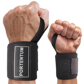 PORTENTUM Wrist Wraps - Wrist Support for Gym, Weightlifting, Crossfit, Strength Training, Fitness - for Men and Women - Sold as Pair & One Size Fits All