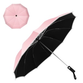 Windproof Folding Umbrella with LED Light, Lively Life [210T 105 x 60 cm] Inverted Umbrella with Teflon Coating and Reflective Strip, 10 Reinforced Ribs, Travel Compact Umbrella for Men and Women,