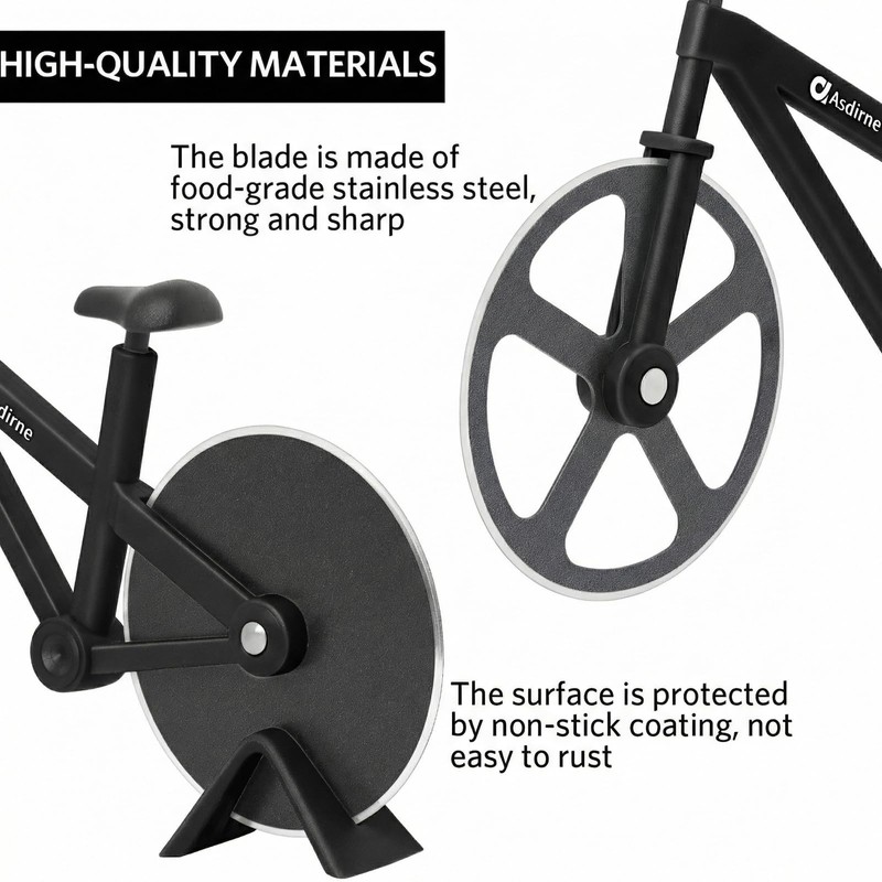 Bicycle Pizza Cutter - Funny Pizza Cutter Wheel with Stand,