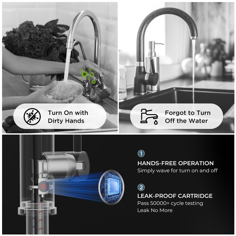 FORIOUS Touchless Kitchen Faucet with Soap Dispenser, Motion Sensor Activated